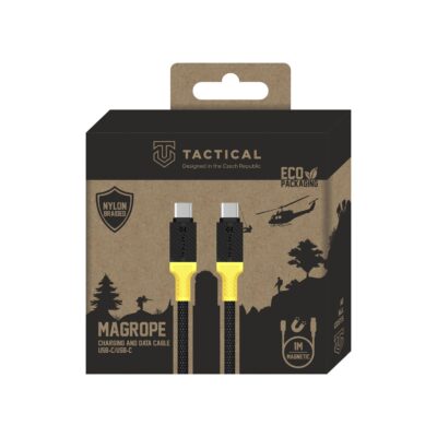 Juodas-geltonas kabelis USB-C USB-C 1m Tactical MagRope su nailonine apsauga