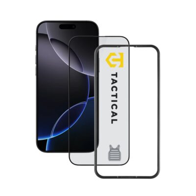 Apsauginis ekrano stikliukas Apple iPhone 16 Pro Max Tactical Glass Impact Armour permatomas su juodu rėmeliu
