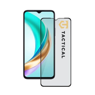 Juodas apsauginis ekrano stikliukas Honor X6b Tactical Glass Shield 5D prieš telefono ekraną