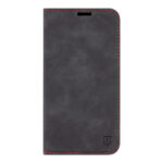 Juodas atverčiamas dėklas Tactical Xproof telefonui Xiaomi Redmi 14C su raudonais siūlais