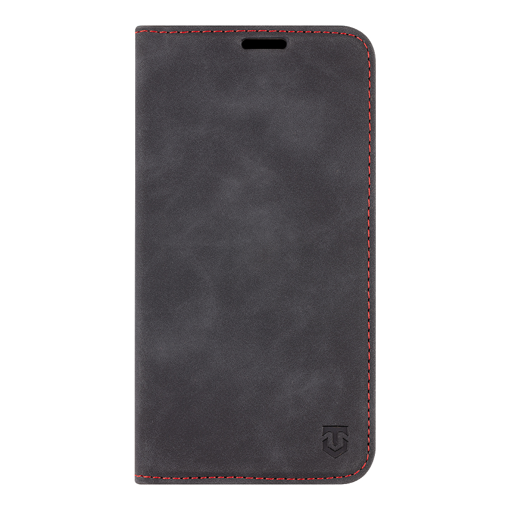 Juodas atverčiamas dėklas Tactical Xproof telefonui Xiaomi Redmi 14C Juodas atverčiamas dėklas Tactical Xproof telefonui Xiaomi Redmi 14C su raudonais siūlais