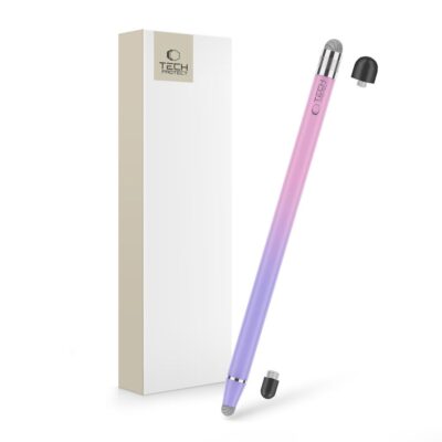 Violetinis-rožinis rašiklis TECH-PROTECT USP100 4-TIP TOUCH STYLUS PEN su keičiamais galiukais ir pakuote