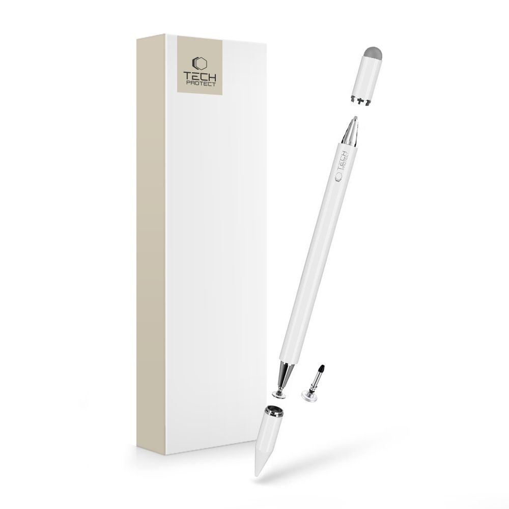 Baltas rašiklis TECH-PROTECT USP200 3-TIP STYLUS PEN Baltas rašiklis TECH-PROTECT USP200 3-TIP STYLUS PEN su trimis keičiamomis antgaliais ir dėžute