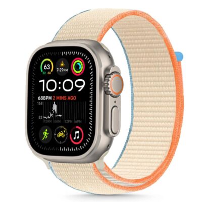 Kreminė apyrankė Apple Watch su oranžinėmis ir mėlynomis detalėmis Tech-Protect Nylon