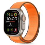Oranžinė apyrankė Apple Watch su nailoniniu audiniu ir tvirta siūle
