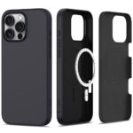 Juodas matinis dėklas Apple Iphone 16 Pro Tech-Protect Silicone Magsafe, skirtas apsaugai ir tvirtinimui Magnėm