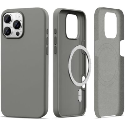 Pilkas dėklas Apple Iphone 16 Pro Max Tech-Protect Silicone Magsafe su išpjovomis kamerai ir mygtukams