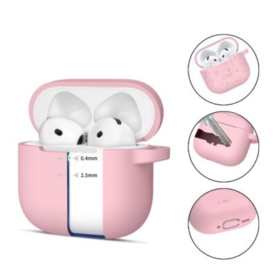 Rozinis deklas Apple Airpods 4 Tech-Protect Silicone Hook su apsauga nuo krasciu ir atsparumu vandeniui