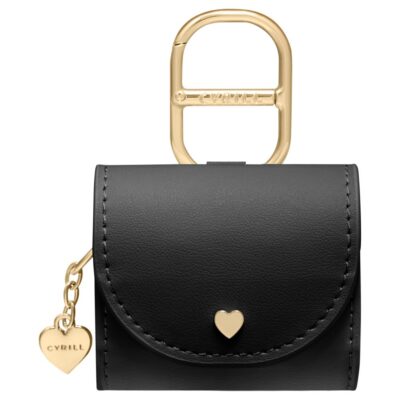 Juodas dėklas Apple Airpdos 4 SPIGEN CYRILL MINI BAG su auksinės spalvos detale ir širdelės formos sagtele