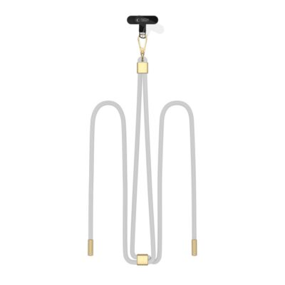 pilkas-auksinis dirzelis tech-protect c2s rope crossbody strap su metaliniais auksiniais elementais