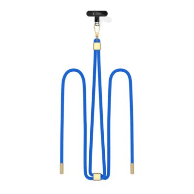 Cobalt-auksinis dirželis TECH-PROTECT C2S ROPE CROSSBODY STRAP ryškiai mėlynas su auksinio tono detalėmis