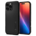 Juodas dėklas Apple Iphone 16 Pro Spigen Tough Armor T Magsafe su kietu paviršiumi ir stovimo atrama