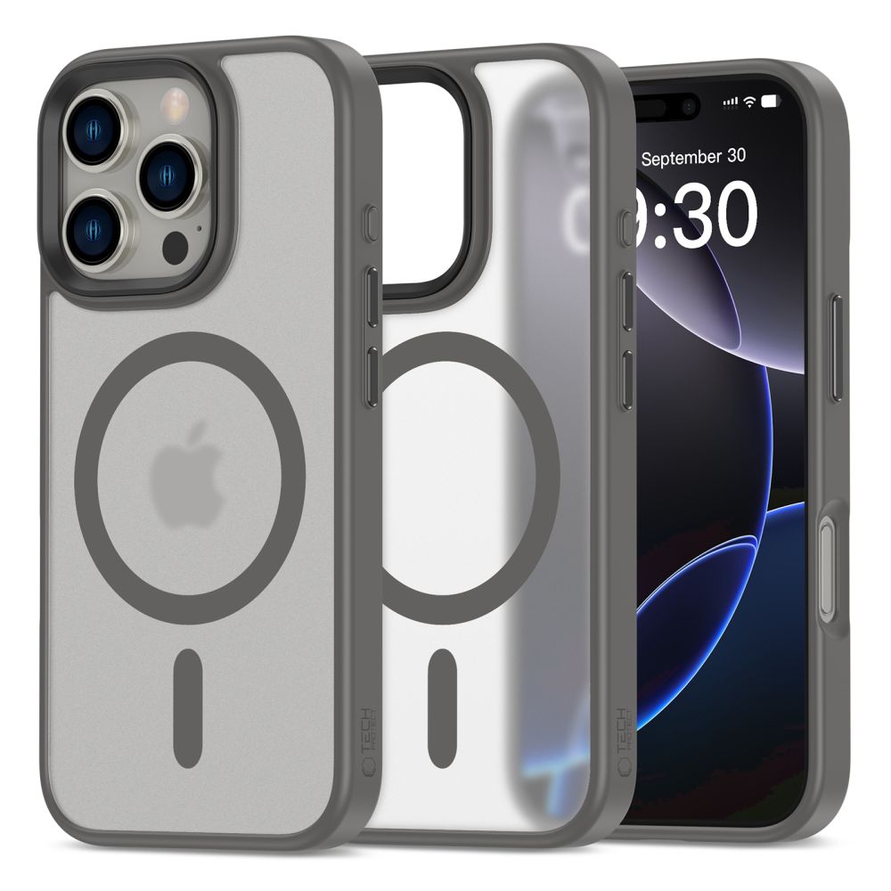 Matinis titano spalvos dėklas Iphone 16 Pro Max Matinis titano spalvos dėklas Apple Iphone 16 Pro Max tech-protect magmat magsafe su apsauga kamerai
