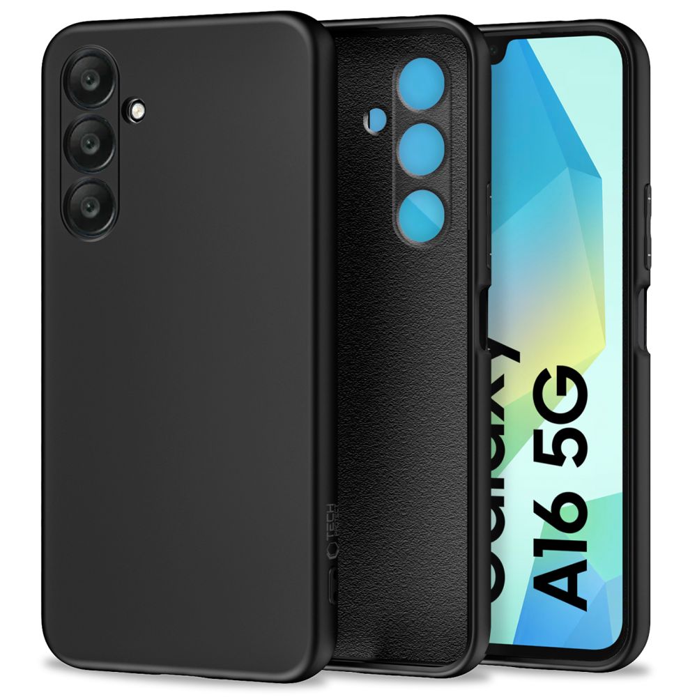 Juodas dėklas Samsung Galaxy A16 4G 5G Tech-Protect Icon Juodas dėklas Samsung Galaxy A16 4G 5G Tech-Protect Icon su matiniu paviršiumi ir išpjovomis kameroms