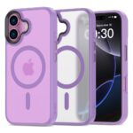 Matinis violetinis dėklas Apple Iphone 16 Tech-Protect Magmat Magsafe su apvalia magnetine dalimi ir skaidria nugarėle
