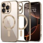 Auksinis deklas Apple Iphone 16 Pro Max Tech-Protect Magflex Magsafe su skaidriu dizainu ir apsaugomis kamera