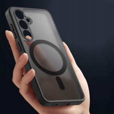 Juodas matinis dėklas Xiaomi 14T Tech-Protect Magmat Magsafe su apsauga kamerai ir magnetiniu žiedu