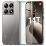 Skaidrus deklas Xiaomi 14T Pro Tech-Protect FlexAir Hybrid su matomu telefonu is priekio ir is galo