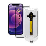 Apsauginis ekrano stikliukas Apple iPhone 12 mini Tactical Impact Barrier for Rookies skaidrus ir juodu rėmeliu