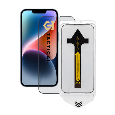 Apsauginis ekrano stikliukas Apple iPhone 13 13 Pro 14 Tactical Impact Barrier matomas su telefono ekranu ir pakuote
