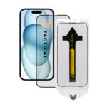 Apsauginis ekrano stikliukas Apple iPhone 15 16 Tactical Impact Barrier for Rookies skaidrus su juodu kraštu