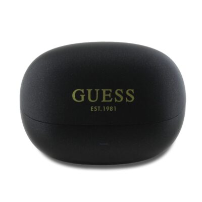 Juodos ausinės Guess Capsule ANC/ENC TWS Wireless Earphones įkrovimo dėklas su logotipu