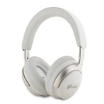 Baltos spalvos ausinės Guess PU Leather Script Logo ANC ENC Wireless Headphone su minkštomis pagalvėlėmis