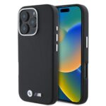 Juodas dėklas Apple Iphone 16 Pro Max su BMW M PU Kevlar metaliniu logotipu