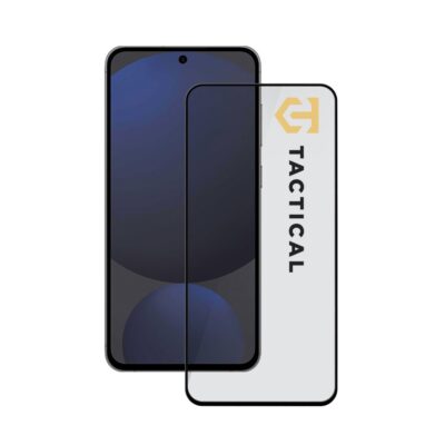 Juodas apsauginis stiklas telefonui Samsung Galaxy S24 FE Tactical Glass Shield 5D matomas priekinis telefono ekranas su apsaugine plėvele