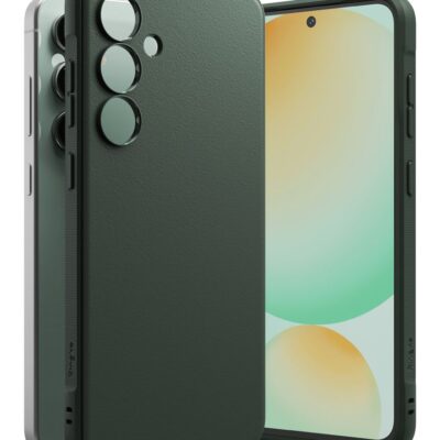 Žalias dėklas Samsung Galaxy S24 FE Ringke Onyx su matine tekstūra ir išpjovomis kamerai