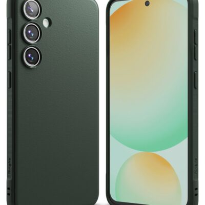 Žalias dėklas Samsung Galaxy S24 FE Ringke Onyx su matine tekstūra ir trijų kamerų anga