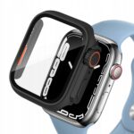 Juodas-oranžinis dėklas Apple Watch 10 46mm ekranui ir šoninėms detalėms