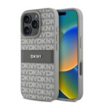 Beige dėklas telefonui Apple Iphone 16 Pro DKNY PU odos raštuotas