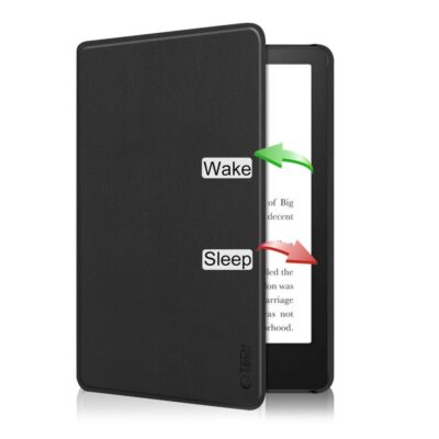 Juodas dėklas KINDLE PAPERWHITE VI COLORSOFT su automatinio miego ir pažadinimo funkcija