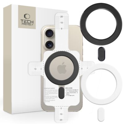 Balta-juoda magnetinė plokštė TECH-PROTECT MMP-100 su dviem magnetiniais žiedais