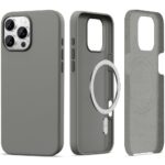 Pilkas matinis dėklas Apple Iphone 16 Pro Tech-Protect Silicone Magsafe su mygtukais ir kamerai skirtu išpjovimu