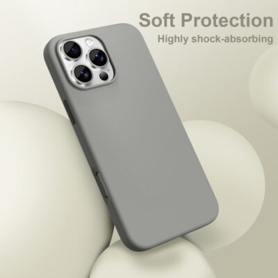Pilkas matinis dėklas Apple Iphone 16 Pro Tech-Protect Silicone Magsafe su apsauga nuo smūgių