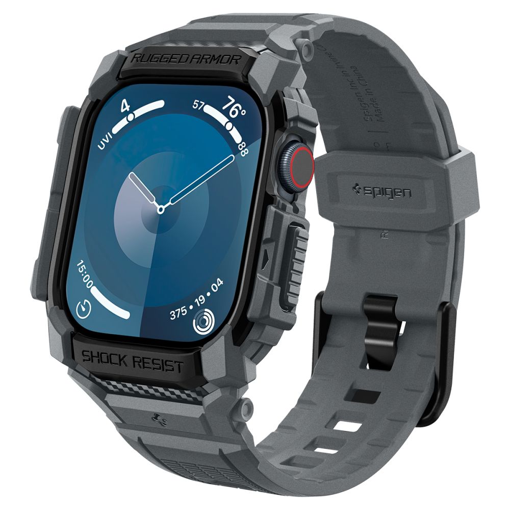 Tamsiai pilkas dėklas ir apyrankė Apple Watch 10 46mm Spigen Rugged Armor Pro Tamsiai pilkas dėklas ir apyrankė Apple Watch 10 46mm Spigen Rugged Armor Pro stilingas ir tvirtas