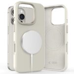 Cosmic Latte dėklas Apple Iphone 16 Pro Tech-Protect silikoninis, su MagSafe kraštu ir šviesiai smėlio spalvos