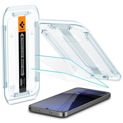 Skaidrus apsauginis stikliukas Samsung Galaxy S24 FE Spigen Glas.Tr Ez Fit komplekte su tvirtinimo rėmeliu