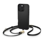 Juodas dėklas Apple iPhone 16 Pro Spigen Cyrill Kajuk Classic Charm Magsafe su ilgu dirželiu