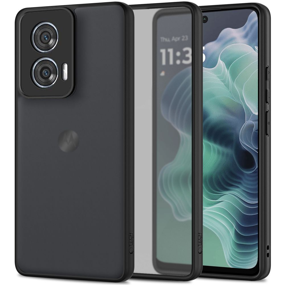 Juodas matinis dėklas Motorola Moto G35 5G Tech-Protect Magmat Juodas matinis dėklas Motorola Moto G35 5G Tech-Protect Magmat su matine paviršiaus danga ir išpjovomis kamerai