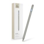 Titano spalvos pieštukas TECH-PROTECT ACTIVE STYLUS PEN su mėlynu apvadu ant mygtuko