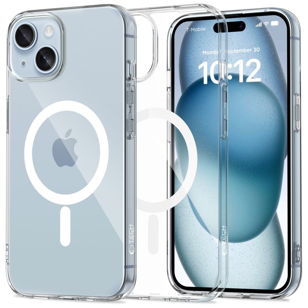 Skaidrus deklas Apple Iphone 15 Tech-Protect FlexAir Magsafe Skaidrus deklas Apple Iphone 15 Tech-Protect FlexAir Magsafe su matomu telefono isvaizdos elementais