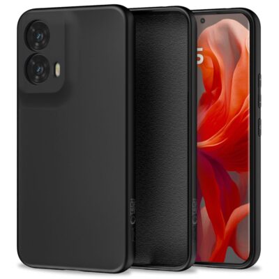 Juodas dėklas Motorola Moto G85 5G su matiniu paviršiumi ir apsauga aplink kamerą