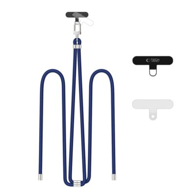 Tamsiai mėlynas-sidabrinis dirželis TECH-PROTECT C7S ROPE CROSSBODY STRAP su metalinėmis detalėmis