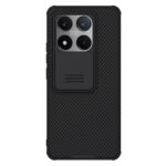 Juodas dėklas Xiaomi 14T Nillkin Camshield su kamerų apsauga ir dryžuotu paviršiumi