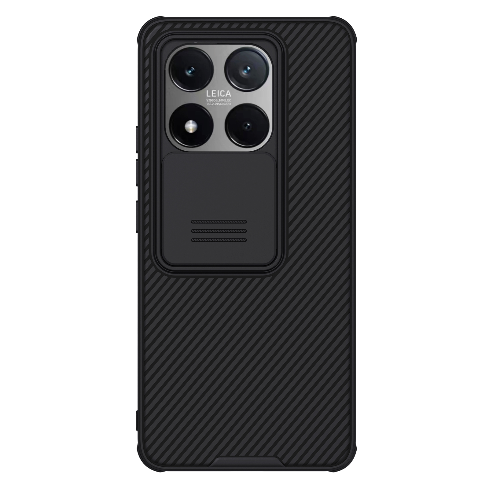 Juodas dėklas Xiaomi 14T Nillkin Camshield Juodas dėklas Xiaomi 14T Nillkin Camshield su kamerų apsauga ir dryžuotu paviršiumi