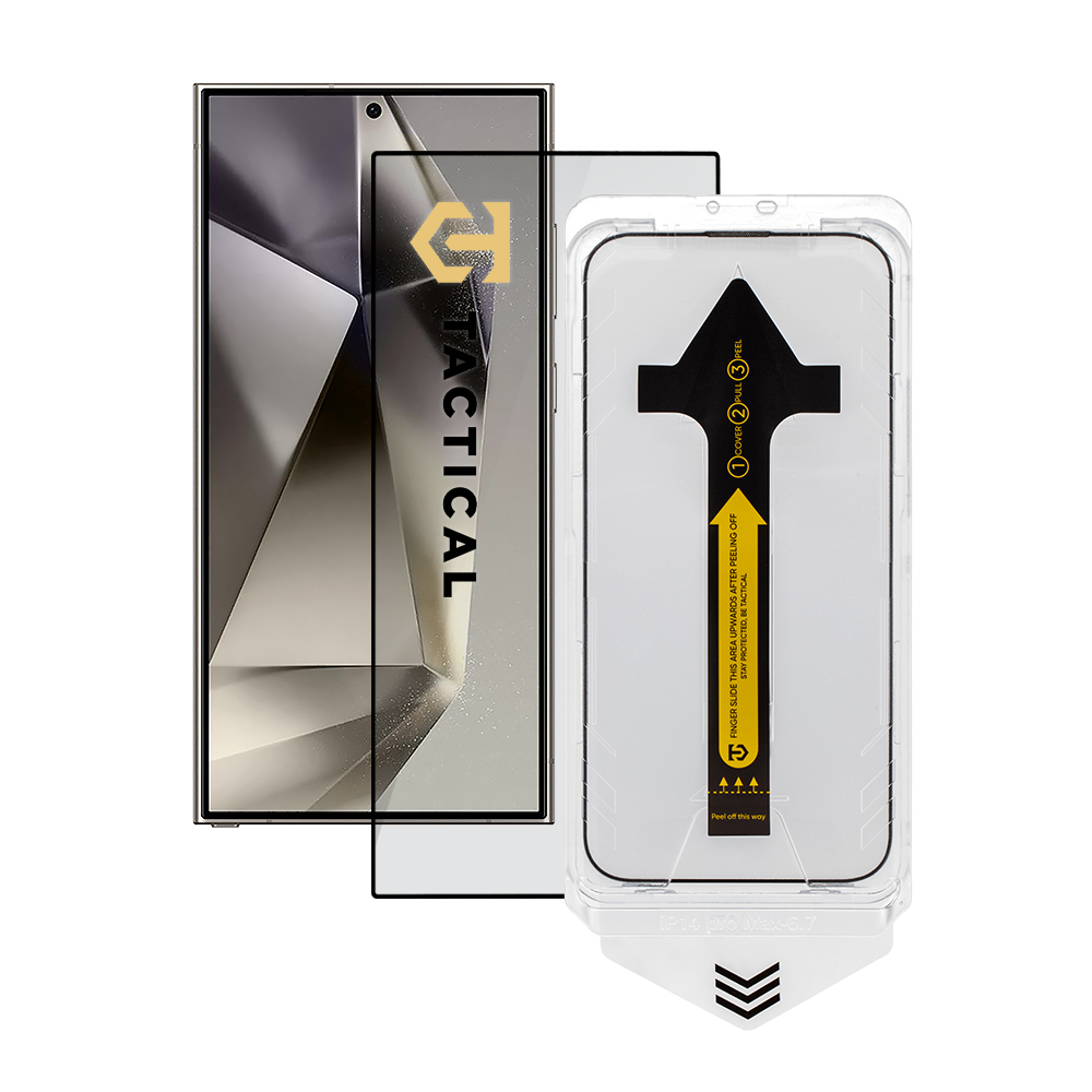 Apsauginis ekrano stikliukas Samsung Galaxy S24 Ultra Tactical Impact Barrier for Rookies Apsauginis ekrano stikliukas Samsung Galaxy S24 Ultra Tactical Impact Barrier for Rookies skaidrus su juodu aplinkeliu