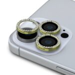 Auksinė kameros apsauga Guess Fixed Glliter Protective Lens Apple iPhone 16 Pro telefonui su blizgančiais kristalais